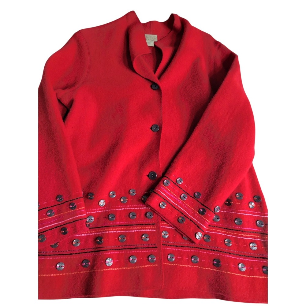 Sigrid Olsen Sport Lamb Wool Coat Jacket Red S Small